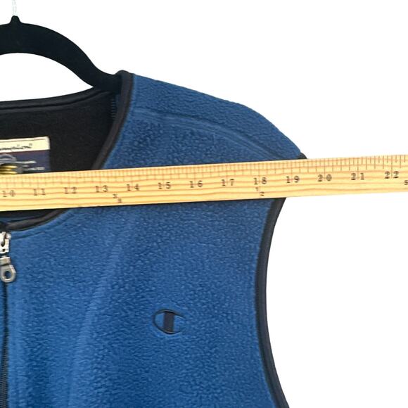 VTG Champion Fleece Vest Mens Sm Blue Full Zip Sporty Athleisure Ski 90s Street - Picture 12 of 12